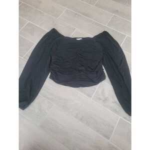Dear John Baldwin Cinched‎ Black Long Sleeve Top Size Large